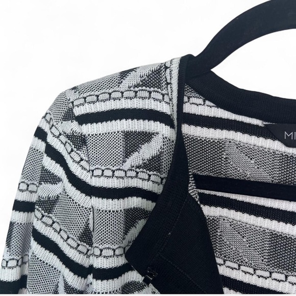 Ming Wang Petite Medium Black White Knit Sweater Jacket Cardigan Top - Picture 8 of 8